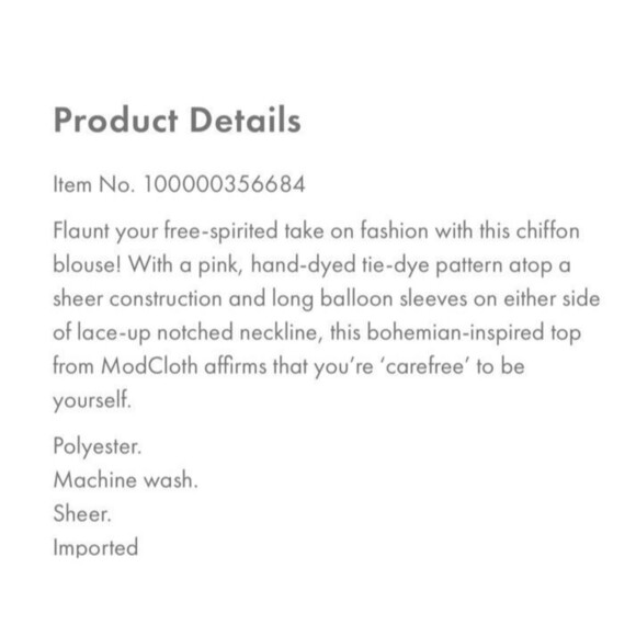 ModCloth Boho I Go Chiffon Tie Dye Pink Blue Top Women’s XL - Picture 9 of 13
